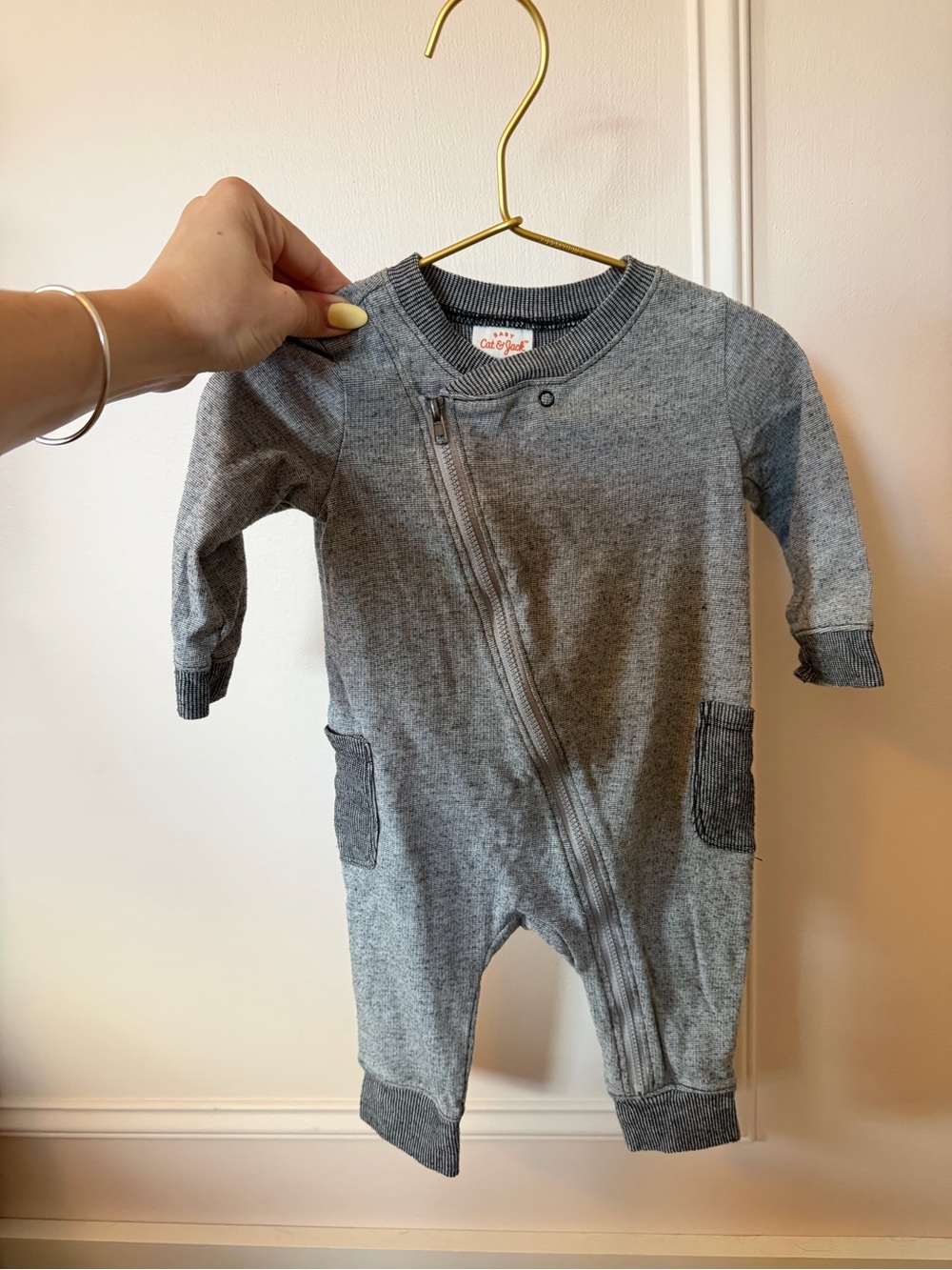 💫 3 for $20 !! cat & jack baby heathered gray zipper one piece jumper